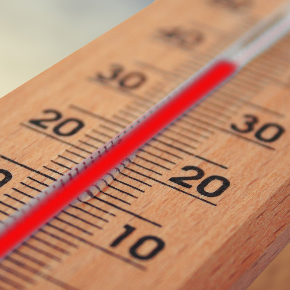 A thermometer showing a very high temperature